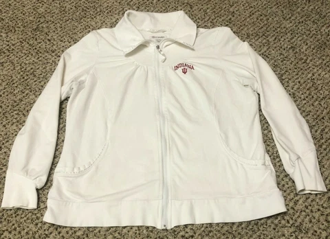 NICE Cutter & Buck IU Indiana Hoosiers White Full-Zip Sweatshirt Women's 2XL Cover