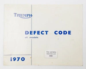 OEM 1970 TRIUMPH ALL MODELS DEFECT CODE MANUAL HANDBOOK BONEVILLE THUNDERBIRD - Picture 1 of 3
