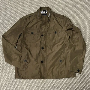Cole Haan Mens Field Jacket Olive Medium Gently worn zippered hood pockets lined - Picture 1 of 10