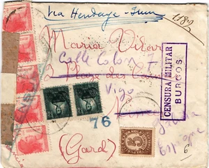 SCW 1939 censored (republican and nacionalist) cover BARCELONA FRANCE VIGO (126) - Bild 1 von 2