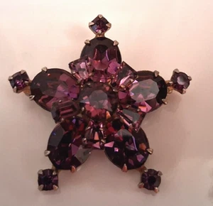 SOOOOO PUR~TY!  VINTAGE GLITZERNDE STERNFÖRMIGE LILA STEINBROSCHE, UNMARKIERT - Bild 1 von 6