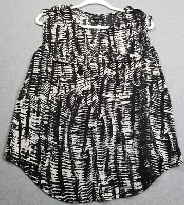 Blusa sin mangas Mossimo para mujer mediana M negra gris blanca abstracta sin mangas Foto 1 de 4