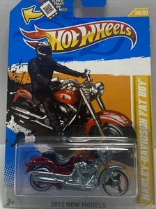 Hot Wheels Harley Davidson Fat Boy Motorcycle Red 2012 New Model #30/247 - Picture 1 of 16