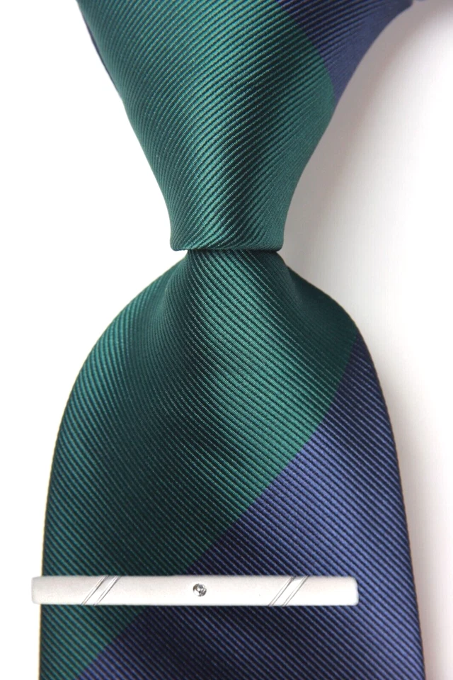 New Classic Striped Green Blue JACQUARD WOVEN 100% Silk Men's Necktie Tie - image 1 of 4