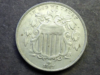 1867 SHIELD NICKEL XF - Image 1 of 2