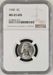 1940 Jefferson nickel graded by NGC MS65 6FS - Picture 1 of 3