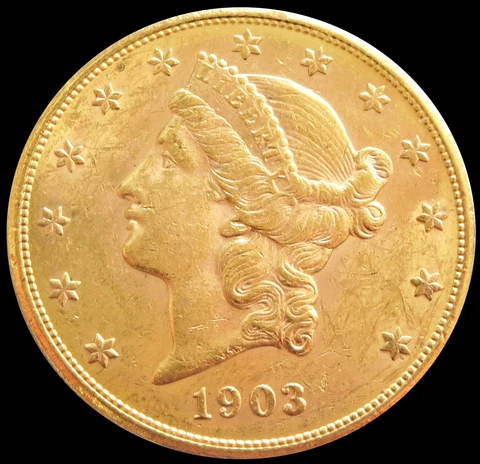 1903 S GOLD USA $20 LIBERTY HEAD DOUBLE EAGLE COIN SAN FRANCISCO MINT Cover