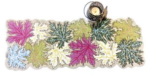 Beaded Table Runner Mat – 13x36" Maple Leaves Fall Decor, Multicolor Autumn - Picture 1 of 8