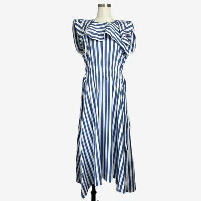 Vestido midi 3.1 PHILLIP LIM drapeado pañuelo cuello cintura reunida rayas talla 8 Foto 1 de 4