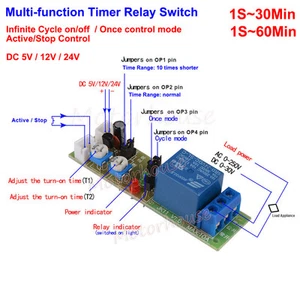 DC 12V 24V Infinite Cycle Timer Delay Turn ON OFF Relay Switch Module PLC 1s-1h - Picture 1 of 11