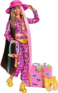 Barbie-Puppe mit Safari-Mode, Barbie Extra Fly, rosa Tierdruck Outfit und - Bild 1 von 6