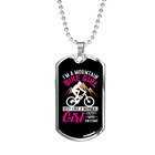 Mountain Bike Girl Necklace Stainless Steel or 18k Gold Dog Tag 24"