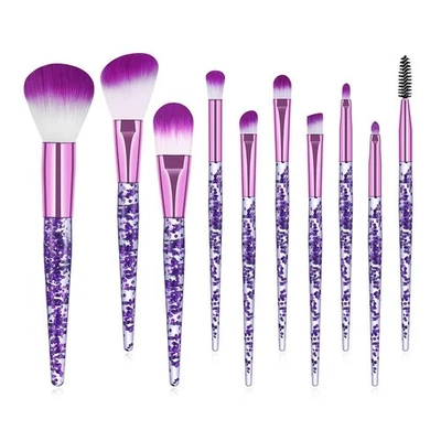 Juego de 10 brochas de maquillaje mineral profesional sintético premium cabello U7O1 Foto 1 de 4