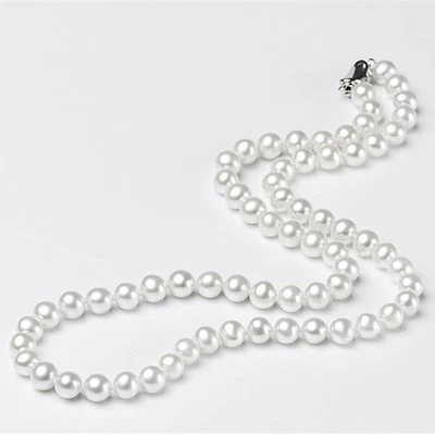 8MM Round White Simulated Pearl Necklace Pearl Choker Necklace Jewelry - Image 1 of 4