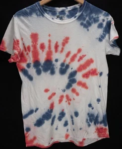 RED WHITE BLUE TIE DYE T SHIRT TEE HANES MENS SIZE S SMALL - Picture 1 of 4