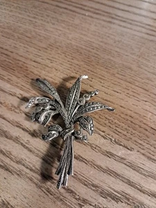 Antique silver brooch with marcasite - 16g - Picture 1 of 8