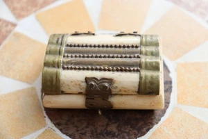 Vintage Carved Brass Mounted Trinket Box - Picture 1 of 8