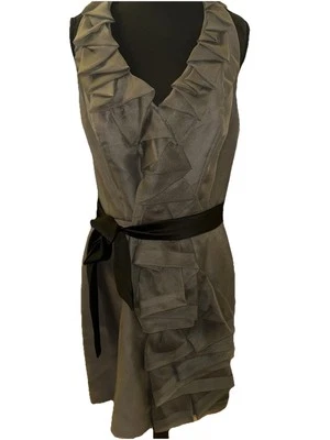 Vestido Vera Wang Ropa Formal David’s Novia Carbón Detalle Plisado Talla 14 Con Cinturón Foto 1 de 4