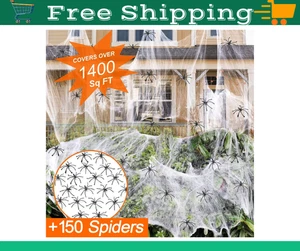 1400 qm Halloween Spinnennetze Dekoration mit 150 extra gefälschten Spinnen - Bild 1 von 10