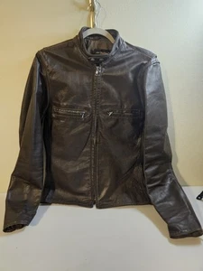 VTG Vintage 1970s AMF Harley-Davidson Genuine Leather Jacket Brown 36 Reg Small - Picture 1 of 24
