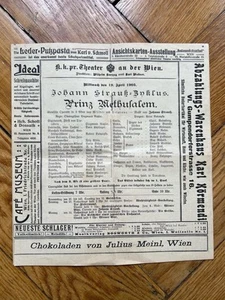 Prinz Methusalem Johann Strauss 1905 Theater an der Wien - Bild 1 von 3