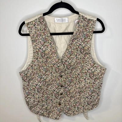 VTG 90s Karen Scott Floral XL Tapestry Paisley Vest Boho Cottagecore Whimsy - Image 1 of 4