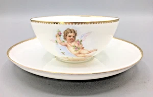 Royal Copenhagen Teetasse & Untertasse Marke von 1870-1890 Cherub weiß antik - Bild 1 von 20