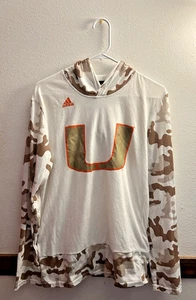 Adidas Miami Hurricanes Hoodie Pullover Brown & Orange Camo Men Sz M - Picture 1 of 3