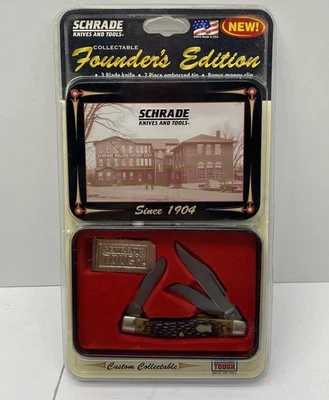 Schrade 881 Knife Founders Edition With Tin And Money Clip Still In Box New - Image 1 of 4