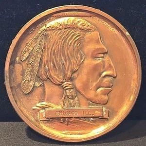 USA Chicago iLL. 1900s Almar Metal Arts Co. Lucky Nickel Medal 3" - Picture 1 of 3