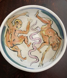 NEAL / GILLIAM - ADÁN Y VÍSPERA CON SERPIENTE, TAZÓN GRANDE - CERÁMICA DE ARTE POPULAR DEL SUR - Imagen 1 de 8