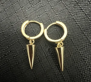 14 Karat Vergoldet Huggie Spike Ohrhänger Neu - Bild 1 von 2
