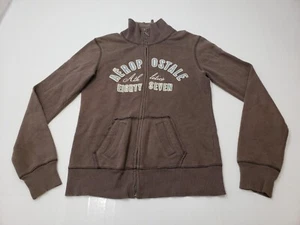 Aeropostale Womens Juniors Jacket Long Sleeve Full Zip Mock Collar Brown M Y2K - Picture 1 of 11