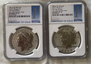 2023 S $1 Morgan & Peace Dollar Reverse Proof  Set NGC REV PF70 First Day Issue - Picture 1 of 2
