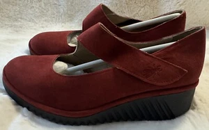 Fly London Red Suede “Mary Jane Shoes” LATO263FLY Size 36 Wide US 5.5W NIB - Picture 1 of 13