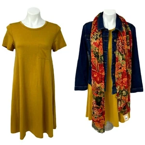 J Jill Denim Jacket Womens XS Lot Dress Scarf Yellow Blue Autumn Harvest Fall - Picture 1 of 13