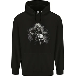 Skull Biker Motorcycle Motorbike Grim Reaper 5 Childrens Kids Hoodie - Picture 1 of 3