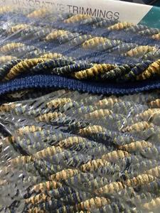 Conso Chelsea Blue Olive Green Tan Chenille Twisted Cord Piping 3/8" (PER YARD) - Picture 1 of 5