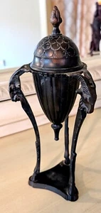 Vintage Brass or Bronze Neoclassical 3 Goat Head Hoof Incense Burner - Picture 1 of 8