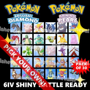 Pokemon Brilliant Diamond & Shining Pearl 6IV SHINY BATTLE READY 30 PACK - Picture 1 of 1