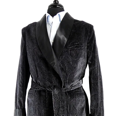 Vintage Neiman Marcus Paisley Velvet Silk Shawl-Lapel Belted Smoking Jacket L - Image 1 of 4