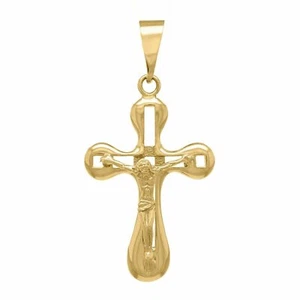 14k Yellow Gold Jesus Christ Crucifix Cross Religious Charm Pendant 3.3 grams - Picture 1 of 3