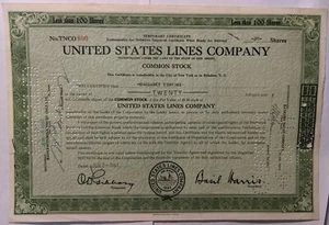 United States Lines Company 40 Shares Stock Certificate 1943 (E-4) - Picture 1 of 2