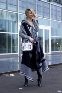 NEW ZARA GREY LONG CAPE PONCHO COAT JACKET ONE SIZE RARE - Picture 1 of 4