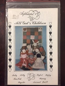 Vintage 80s Softhearted All God's Children Sewing Pattern Baby Kitty Bunny Quilt - Picture 1 of 4