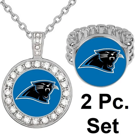 Carolina Panthers Gift Set Womens 925 Sterling Silver Necklace And Ring D2D18 Cover