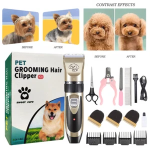 New Dog Cat Pet Grooming Kit Rechargeable Cordless Electric Trimmer Set - Picture 1 of 19