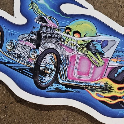 Hot Rod T- Bucket STICKER Blown SBC Ford 32 grill skull decal vtg style car nhra - Image 1 of 4