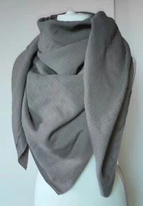  XXL Damen Musselin Schal Tuch Halstuch Dreieckstuch Grau - Bild 1 von 1