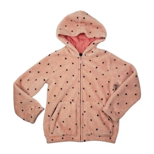 Hanna Anderson Pink Fleece Polka Dot Hoodie Full Zip Size 140 Medium (10) - Picture 1 of 6